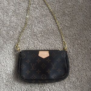 Elegant Monogram Clutch with Gold Chain